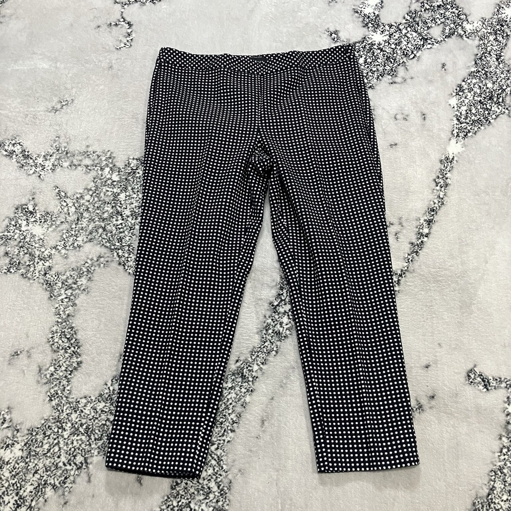 Talbots Chatham Crop Polka Dot Pants Women Size 12 Black White Cropped